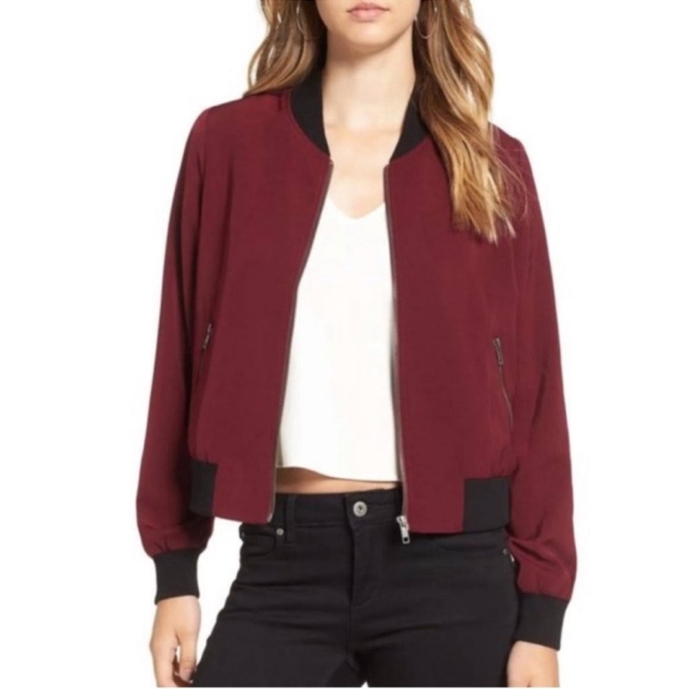 Lovesick Maroon with Black Women’s Bomber Jacket✨